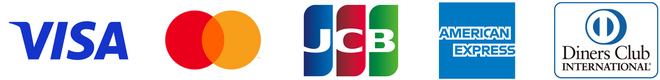 Visa、Mastercard、JCB、American Express、Diners Club